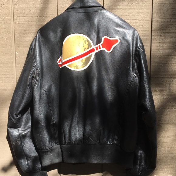 US Wings Mens M Black Leather jacket - Picture 2 of 2
